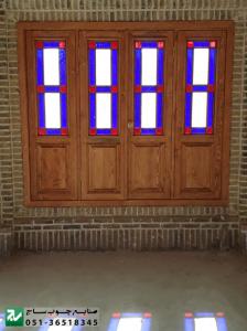 آگهی پنجره چوبی اُرُسی شیشه رنگی سنتی گره چینی مشبک